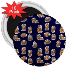 Little Fox - Navy - By Larenard 3  Magnets (10 Pack)  by LaRenard