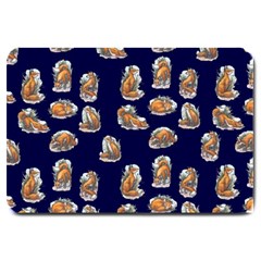 Little Fox - Navy - By Larenard Large Doormat  by LaRenard