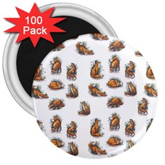 Little Fox - White - By Larenard 3  Magnets (100 Pack)