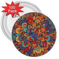 Mandala Pattern 5 3  Buttons (100 Pack)  by designsbymallika