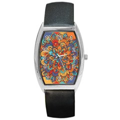 Mandala Pattern 5 Barrel Style Metal Watch by designsbymallika