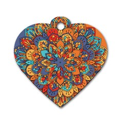 Mandala Pattern 5 Dog Tag Heart (two Sides) by designsbymallika