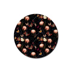 Seamless Garden Pattern Rubber Round Coaster (4 Pack)  by designsbymallika