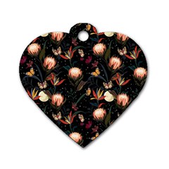 Seamless Garden Pattern Dog Tag Heart (two Sides) by designsbymallika