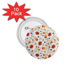 Red Yellow Flower Pattern 1 75  Buttons (10 Pack) by designsbymallika