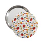 Red Yellow Flower Pattern 2.25  Handbag Mirrors Front