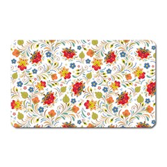 Red Yellow Flower Pattern Magnet (rectangular) by designsbymallika