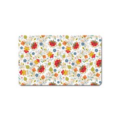 Red Yellow Flower Pattern Magnet (name Card) by designsbymallika