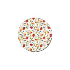 Red Yellow Flower Pattern Golf Ball Marker by designsbymallika