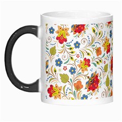 Red Yellow Flower Pattern Morph Mugs by designsbymallika