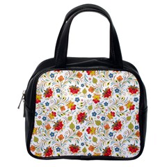 Red Yellow Flower Pattern Classic Handbag (one Side) by designsbymallika