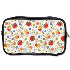 Red Yellow Flower Pattern Toiletries Bag (two Sides) by designsbymallika