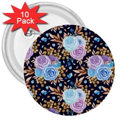 Rose Flower Pattern 3  Buttons (10 Pack)  by designsbymallika