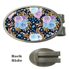 Rose Flower Pattern Money Clips (oval)  by designsbymallika