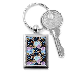 Rose Flower Pattern Key Chain (rectangle) by designsbymallika