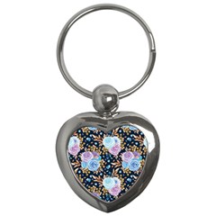 Rose Flower Pattern Key Chain (heart) by designsbymallika