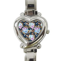 Rose Flower Pattern Heart Italian Charm Watch by designsbymallika