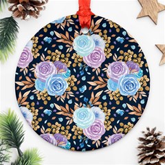 Rose Flower Pattern Round Ornament (two Sides) by designsbymallika