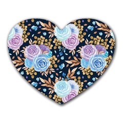 Rose Flower Pattern Heart Mousepads by designsbymallika