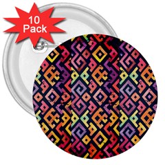 Square Pattern 2 3  Buttons (10 Pack)  by designsbymallika