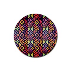 Square Pattern 2 Rubber Round Coaster (4 Pack)  by designsbymallika