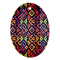 Square Pattern 2 Oval Ornament (two Sides) by designsbymallika