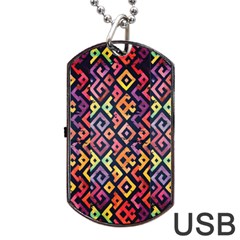 Square Pattern 2 Dog Tag Usb Flash (two Sides) by designsbymallika