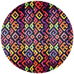 Square Pattern 2 Wooden Puzzle Round by designsbymallika