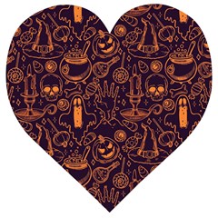 Halloween Pattern 5 Wooden Puzzle Heart by designsbymallika