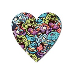 Halloween Love Chains Pattern Heart Magnet by designsbymallika