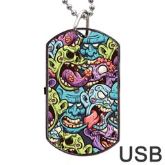 Halloween Love Chains Pattern Dog Tag Usb Flash (two Sides) by designsbymallika