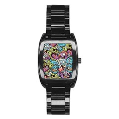 Halloween Love Chains Pattern Stainless Steel Barrel Watch by designsbymallika