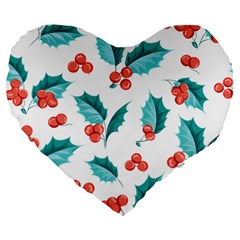 Chritmas 1 Large 19  Premium Flano Heart Shape Cushions by designsbymallika