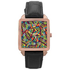 Aabstract Art Rose Gold Leather Watch  by designsbymallika