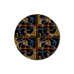 Chains Pattern Rubber Round Coaster (4 Pack)  by designsbymallika