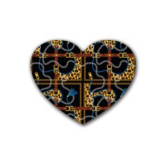 Chains Pattern Rubber Coaster (heart)  by designsbymallika