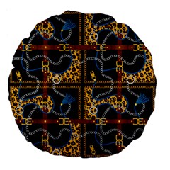 Chains Pattern Large 18  Premium Flano Round Cushions by designsbymallika