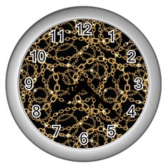 Chains Pattern 4 Wall Clock (silver) by designsbymallika