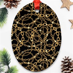 Chains Pattern 4 Oval Ornament (two Sides) by designsbymallika