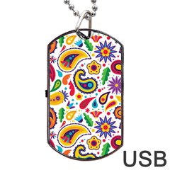 Baatik Print Dog Tag Usb Flash (one Side) by designsbymallika