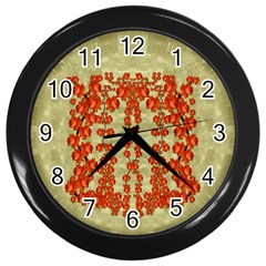 Roses Decorative In The Golden Environment Wall Clock (black) by pepitasart