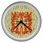 Roses Decorative In The Golden Environment Wall Clock (Silver) Front