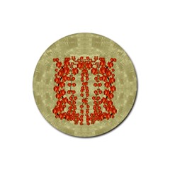 Roses Decorative In The Golden Environment Rubber Coaster (round)  by pepitasart