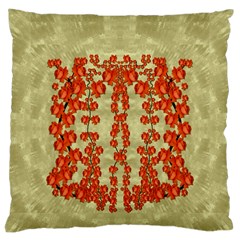 Roses Decorative In The Golden Environment Large Cushion Case (one Side) by pepitasart