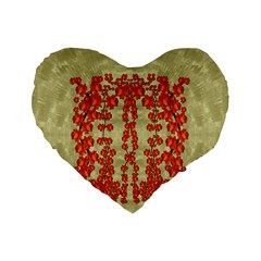 Roses Decorative In The Golden Environment Standard 16  Premium Flano Heart Shape Cushions by pepitasart