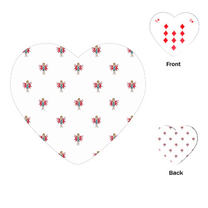 Fairy Girl Drawing Motif Pattern Design Playing Cards Single Design (Heart)