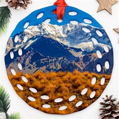 Aconcagua Park Landscape, Mendoza, Argentina Round Filigree Ornament (two Sides) by dflcprintsclothing