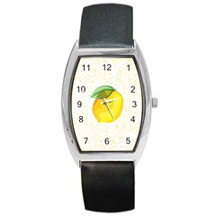 Illustration Sgraphic Lime Orange Barrel Style Metal Watch by HermanTelo