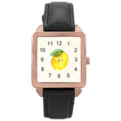 Illustration Sgraphic Lime Orange Rose Gold Leather Watch  by HermanTelo