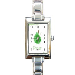 Pear Fruit Watercolor Painted Rectangle Italian Charm Watch by Mariart